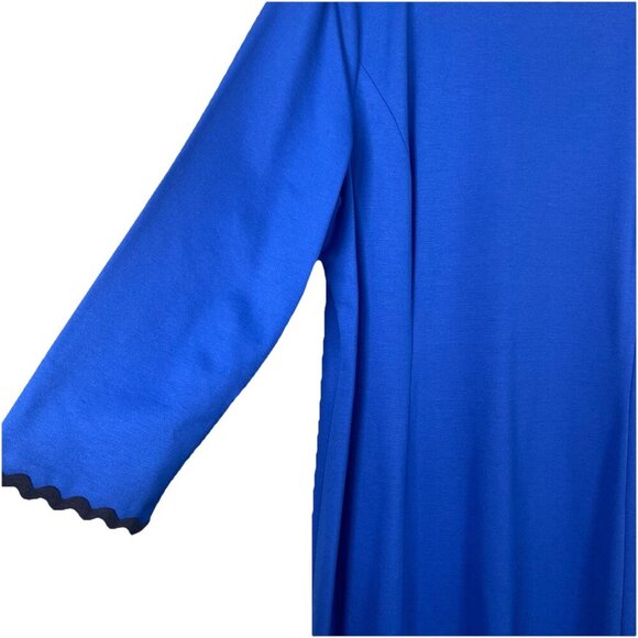 Talbots Refined Ponte Rickrack Trimmed Blue Sheath Midi Dress Size 20 Office - Picture 4 of 11